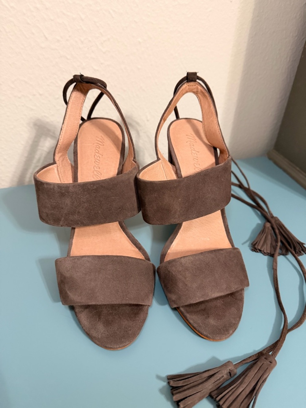 Madewell The Octavia Tassel Suede Heeled Sandals Women's US 8
